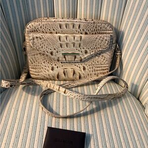 Brahmin Shea Tan Taupe Crocodile Embossed Crossbody Bag